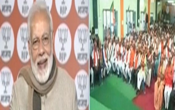PM Modi interacts with booth workers through video conferencing