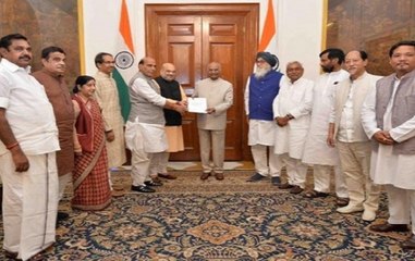 NDA delegation meets Kovind, submits letter to re-elect PM Modi