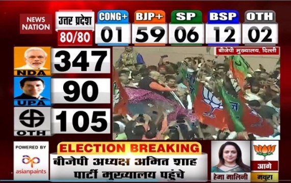 Election Results: Amit Shah receives rousing welcome at BJP office
