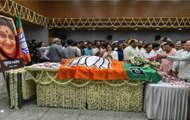 Union Ministers pay tribute to Sushma Swaraj at BJP headquarters