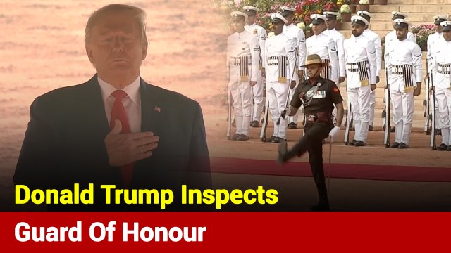 Donald Trump Inspects Guard Of Honour At Rashtrapati Bhavan