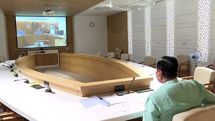 VIJAY RUPANI MEETING WITH STATE ADMINISTRATION AND AMC COMMISSIONER USING VIDEO CONFERENCE