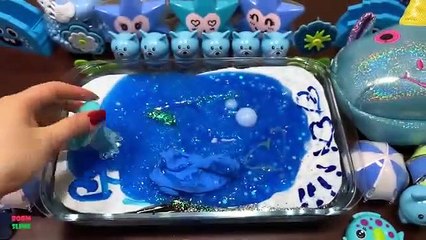 Blue Slime - Mixing Random Things Into Clear Slime ! Satisfying Slime Videos
