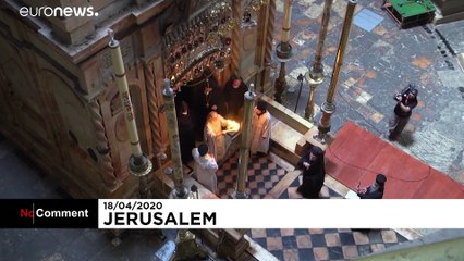 Hívők nélkül tartották meg a szent láng-szertartást Jeruzsálemben