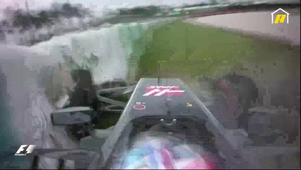 غروجان يتعرض لحادث غريب يفقده جناح السيارة الأمامي