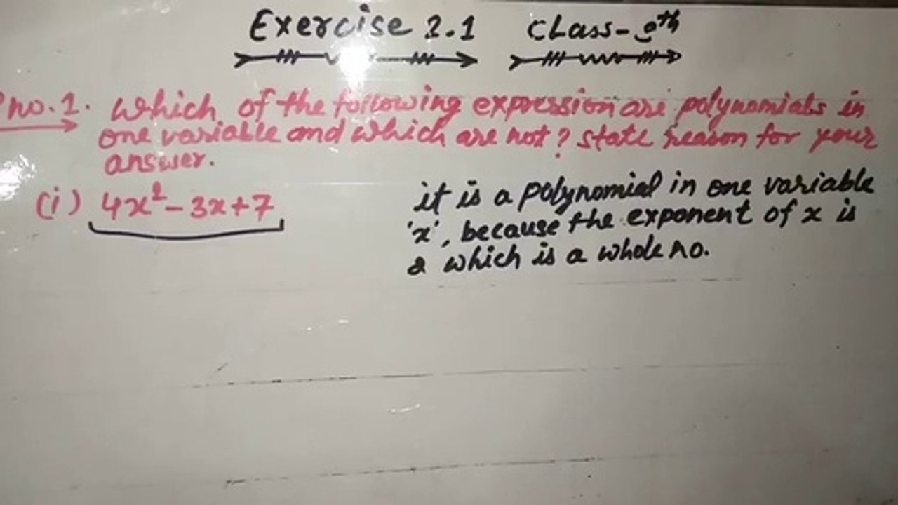 Class 9th || Ex-2.1 || Q-1 || polynomials