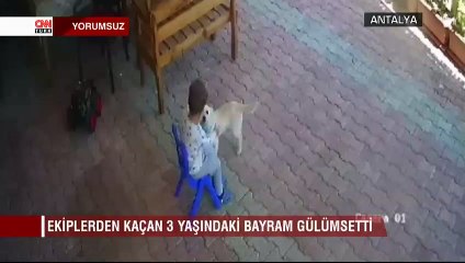 Ekiplerden kaçan 3 yaşındaki Bayram izleyenleri gülümsetti