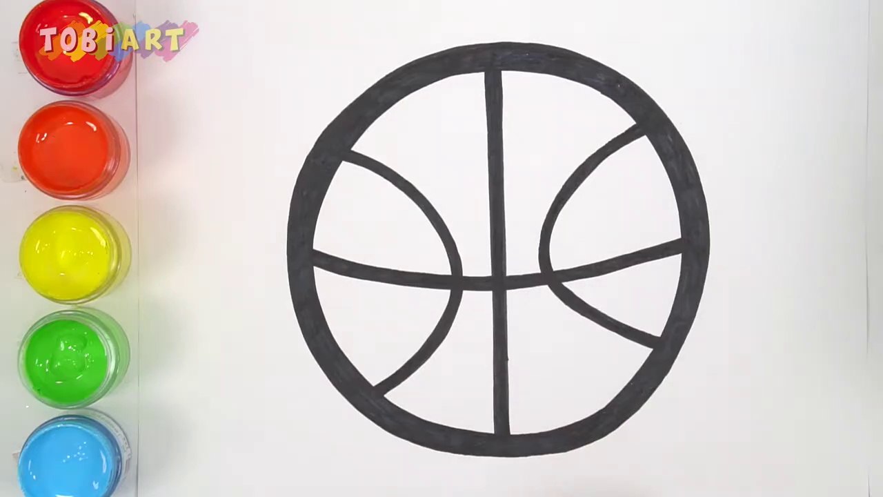 Let's learn to glitter Basketball drawing and coloring for kids - TOBiART -