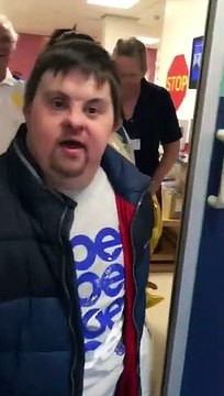 Ben reuniting with his mum at Bradford Teaching Hospitals after recovering from coronavirus