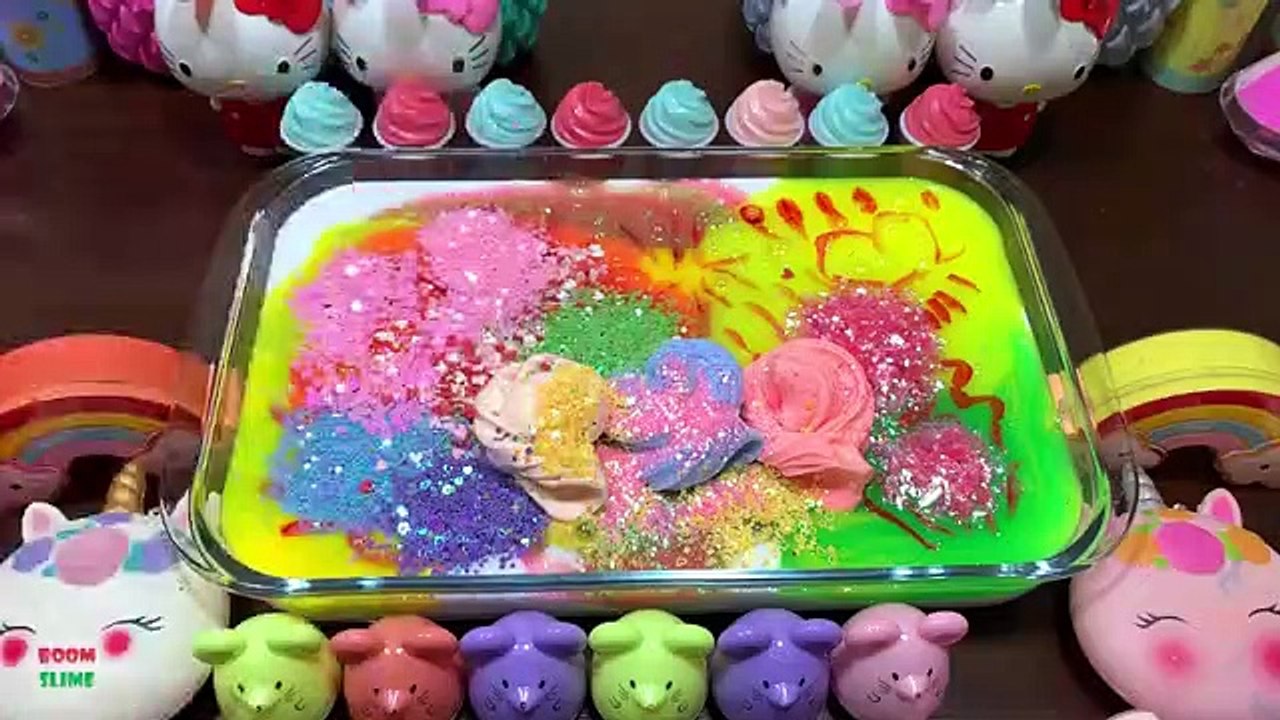 Hello Kitty Slime - Mixing Random Things Into Glossy Slime ! Satisfying Slime Videos