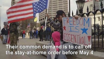 US: About 200 protesters rally against stay-at-home order