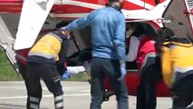 Mide kanaması geçiren yaşlı adım ambulans helikopter ile hastaneye yetiştirildi