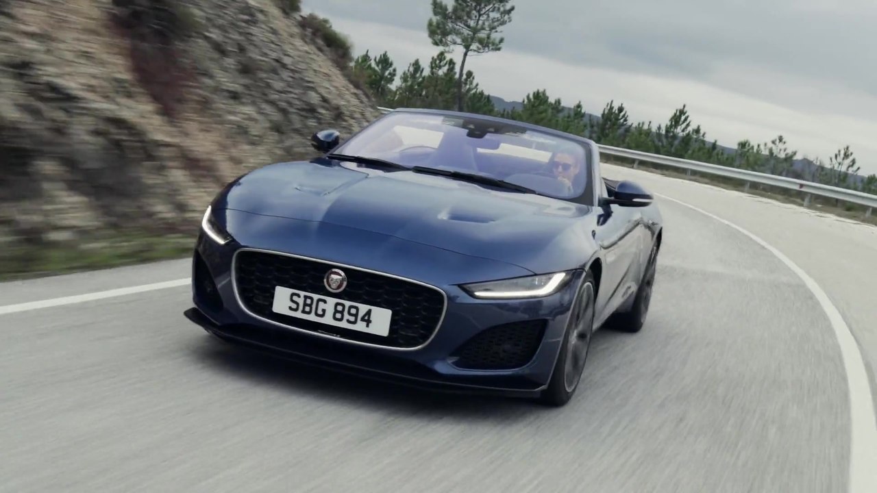 New Jaguar F-TYPE P300 Convertible in Bluefire Driving Video