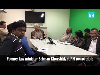 Former law minister Salman Khurshid, meeting journalists at a National Herald roundtable.