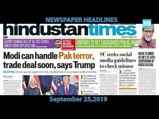 FRONT  PAGES  THIS MORNING SEPTEMBER 25, 2019