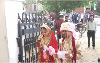 Newly married couple cast vote in Jammu and Kashmir's Udhampur