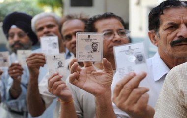 85-year-old wheelchair-bound voter casts his vote in Jammu and Kashmir