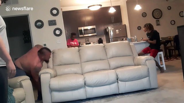 Man gets hilariously shouted at by wife for using furniture as weights during lockdown