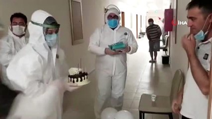 Nevşehir'de karantina altındaki Türk işçiye doğum günü sürprizi