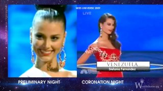 The same evening gown, change Hair style at Miss Universe 2007 - 2019