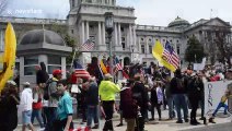 Further footage of Harrisburg protesters demanding Pennsylvania reopen amid COVID-19 lockdown