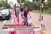 Miraflores limpió y desinfectó ciclovía para promover uso de bicicletas y hacer respetar el distanciamiento