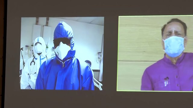 VIJAY RUPANI TALK USING VIDEO CONFERENCE TO DOCTORS AND CORONAVIRUS PATIENTS OF AHMEDABAD SOLA CIVIL HOSPITAL