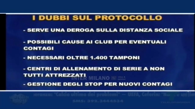 DOCCIA GELATA DI SPADAFORA: NON DO PER CERTO LA RIPRESA DEL CAMPIONATO .