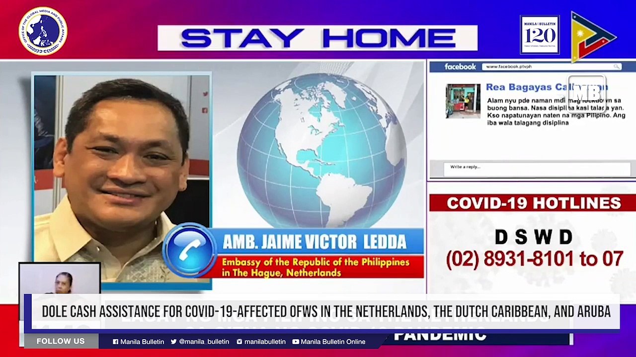 DOLE cash assistance for Covid-19-affected OFWs in the Netherlands, the Dutch Caribbean, and Aruba