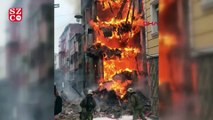 Kumkapı'da metruk bina alev alev yandı