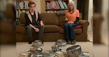 Pendant le confinement, une mère et son fils créent un challenge avec une balle et des casseroles