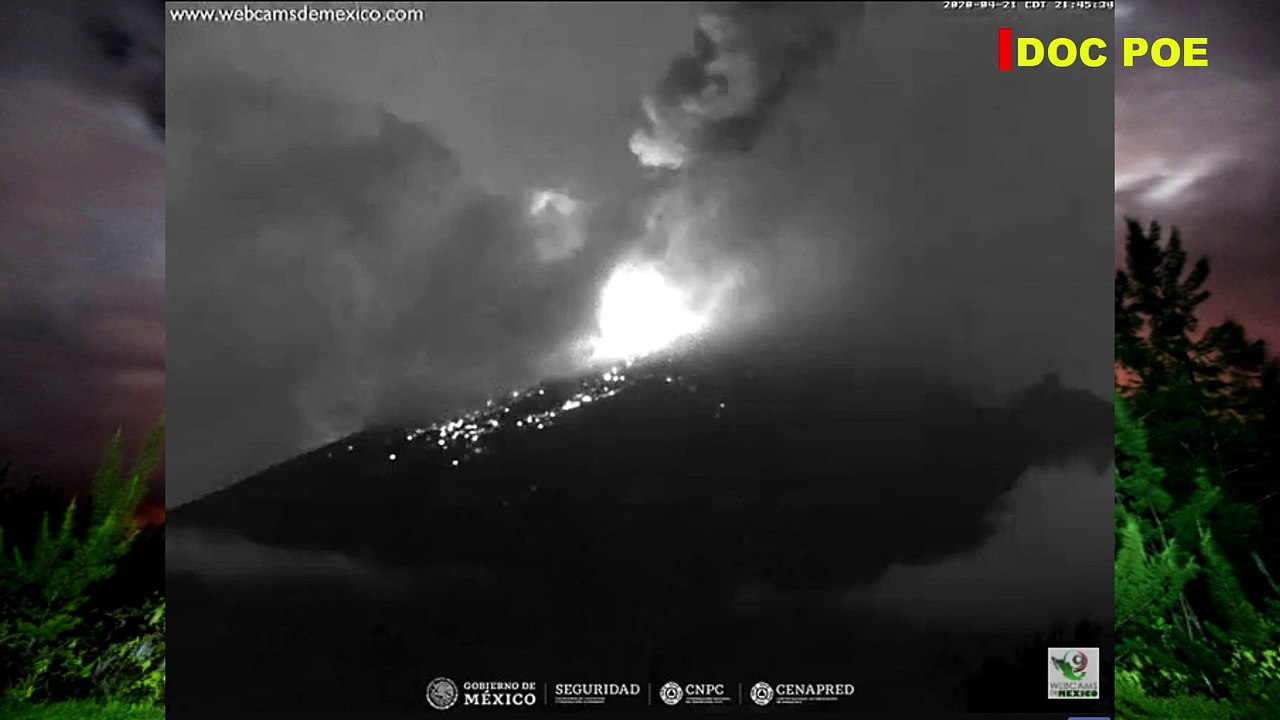 DURANTE TORMENTA ELÉCTRICA EL POPOCATÉPETL PRESENTA ACTIVIDAD A LAS 21:40 H DEL 21 DE ABRIL 2020