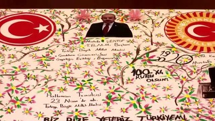 Minik öğrenciden TBMM Başkanı Şentop'a 23 Nisan hediyesi