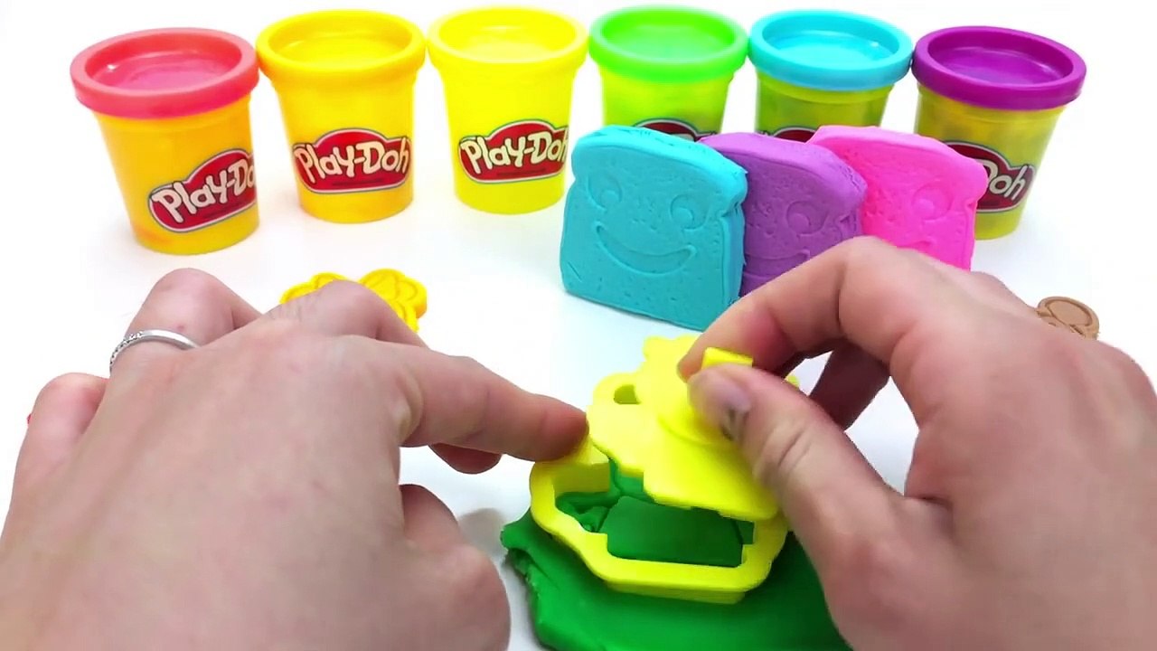 Learn Colors Play Doh Toast with Disney Mickey Mouse Hello Kitty Peppa Pig PAW Patrol Surprise