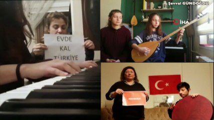 Veli ve öğrencilerden İstiklal Marşlı “evde kal” mesajı