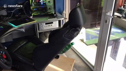 Bulgarian gamer adapts old BMW seat for gaming setup in quarantine