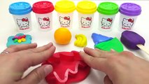 Learn Colors Hello Kitty Dough with Ice Cream Popsicle Molds Surprise Toys Olaf