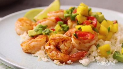 How to Make Shrimp with Coconut Cauliflower Rice & Mango Salsa