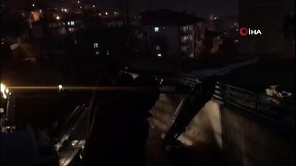 Kuvvetli yağışla birlikte debisi yükselen Serink Deresi taştı