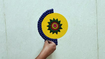 Super Easy and Satisfying Rangoli design जो आप भी बना लेंगे | Easy kolam for Festivals