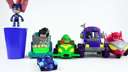 Transform PJ Masks Toys and Cars with Wooden Block Shapes, Color matching, and Race Cars Toys-