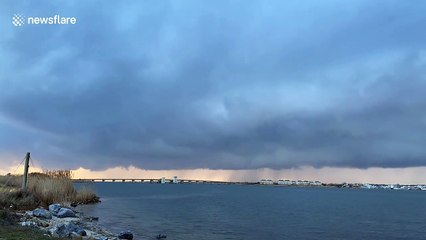 Timelapse shows storm front rolling in from the Atlantic Ocean to New York