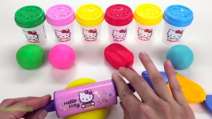 Video herunterladen: Learn Colors Hello Kitty Dough with Ice Cream Fruit Molds and Surprise Toys PJ Masks Kinder