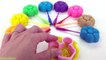 Learn Colors Play Doh Rainbow Flower with Mickey Mouse Elmo Ice Cream Molds Surprise Care Bears