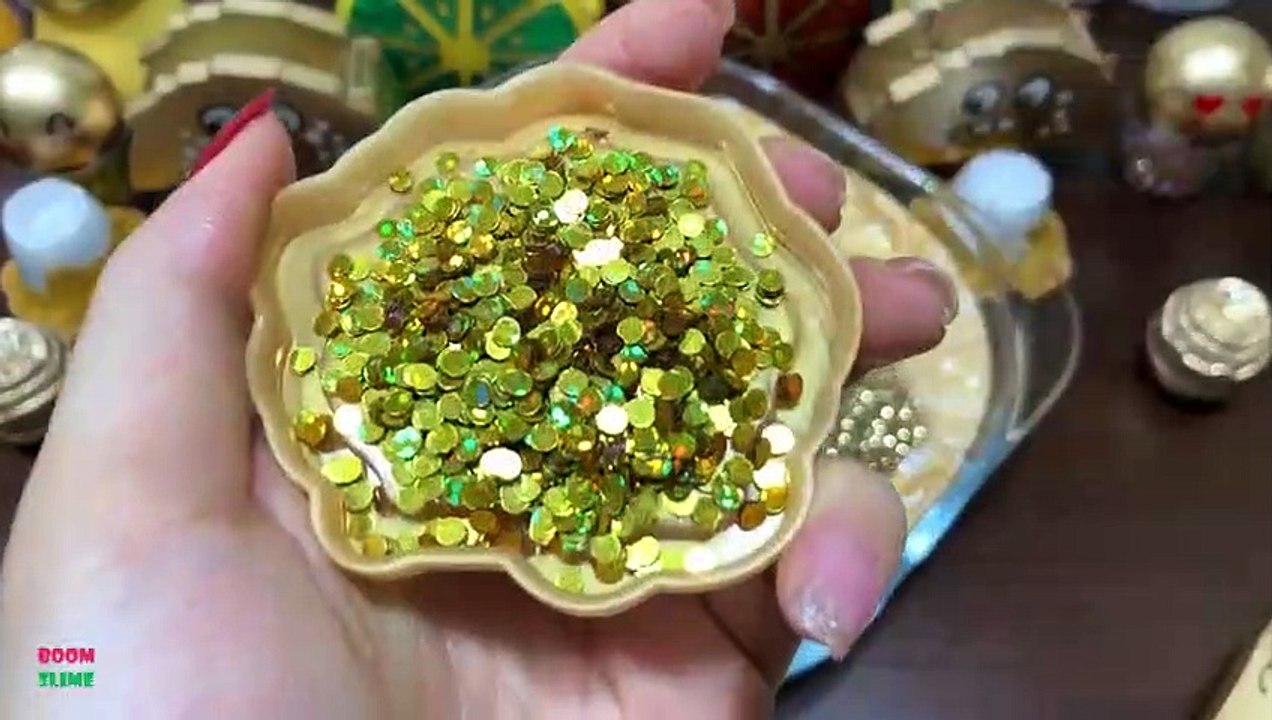 Gold Slime - Mixing Random Things Into Glossy Slime !! Satisfying Slime Videos #
