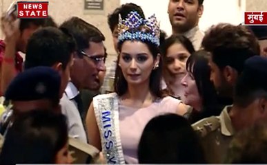 मिस वर्ल्ड मानुषी छिल्लर लौटी भारत, हुआ स्वागत