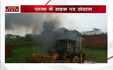 पटना में अतिक्रमण हटाने गई पुलिस पर लोगों का हमला