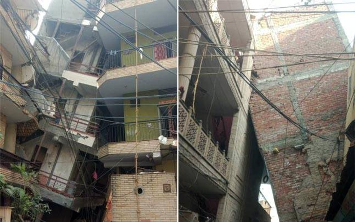 बगल वाली बिल्डिंग पर जा झुकी 5 मंजिला इमारत, मच...