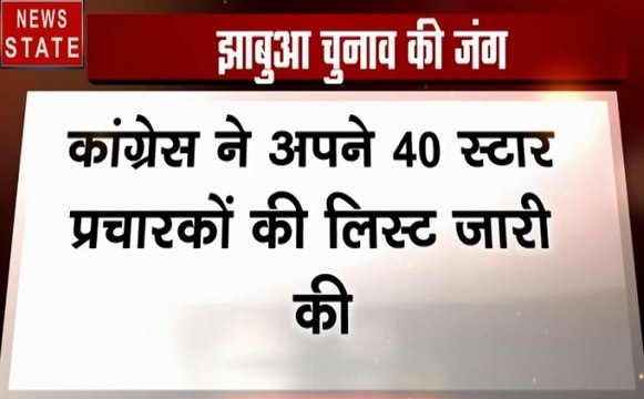कांग्रेस ने जारी की स्टार प्रचारकों की सूची, झाबुआ चुनाव की जंग जारी