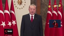 Cumhurbaşkanı Erdoğan ulusa seslendi, çocuklarla birlikte İstiklal Marşı'nı okudu
